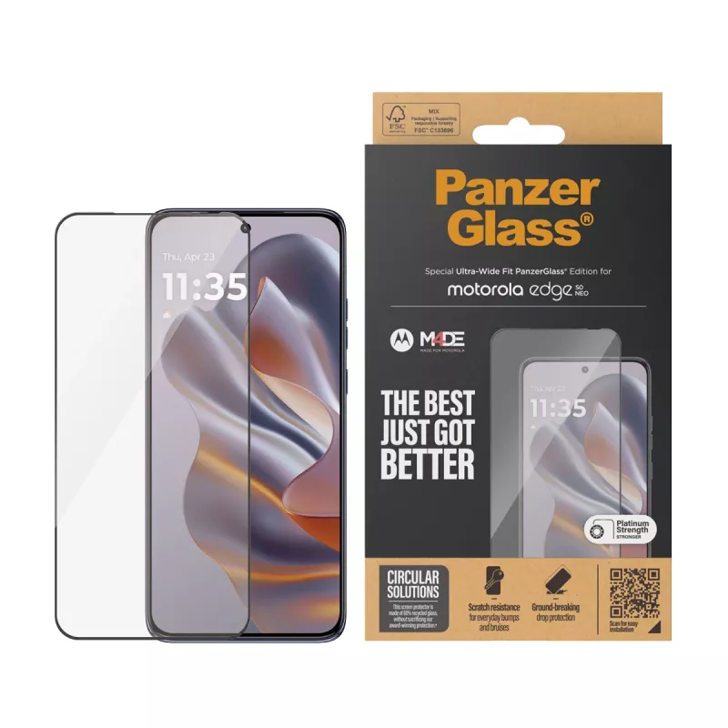 PanzerGlass ® Ekrano apsauginis stiklas su juodu rėmeliu, Motorola Edge 60 Neo | 50 Neo, Ultra-Wide Fit