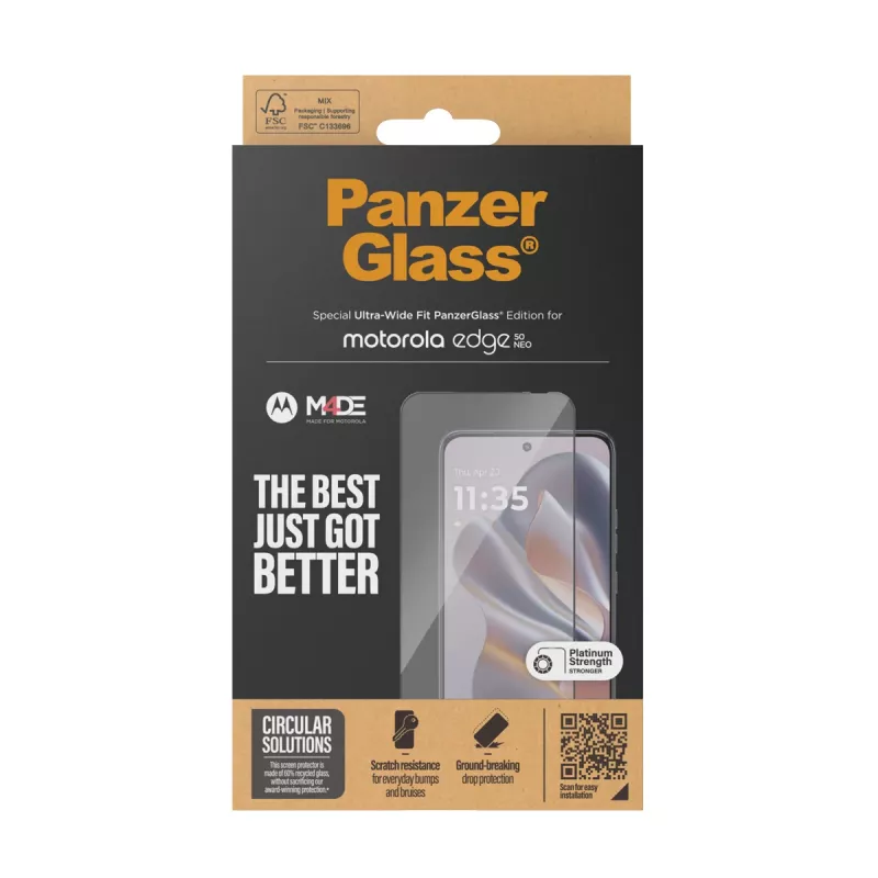 PanzerGlass ® Ekrano apsauginis stiklas su juodu rėmeliu, Motorola Edge 60 Neo | 50 Neo, Ultra-Wide Fit