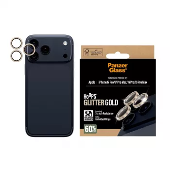 PanzerGlass® Hoops® Camera Lens Protector Blizgantis Auksinis iPhone 17 Pro | iPhone 17 Pro Max | iPhone 16 Pro | 16 Pro Max