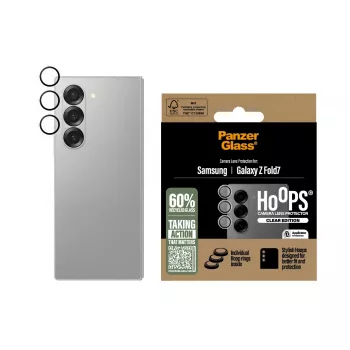 Apsauginis kameros objektyvų stiklas PanzerGlass Hoops Skaidrus, skirtas Samsung Galaxy Z Fold7 (grūdintas stiklas, silikonas)