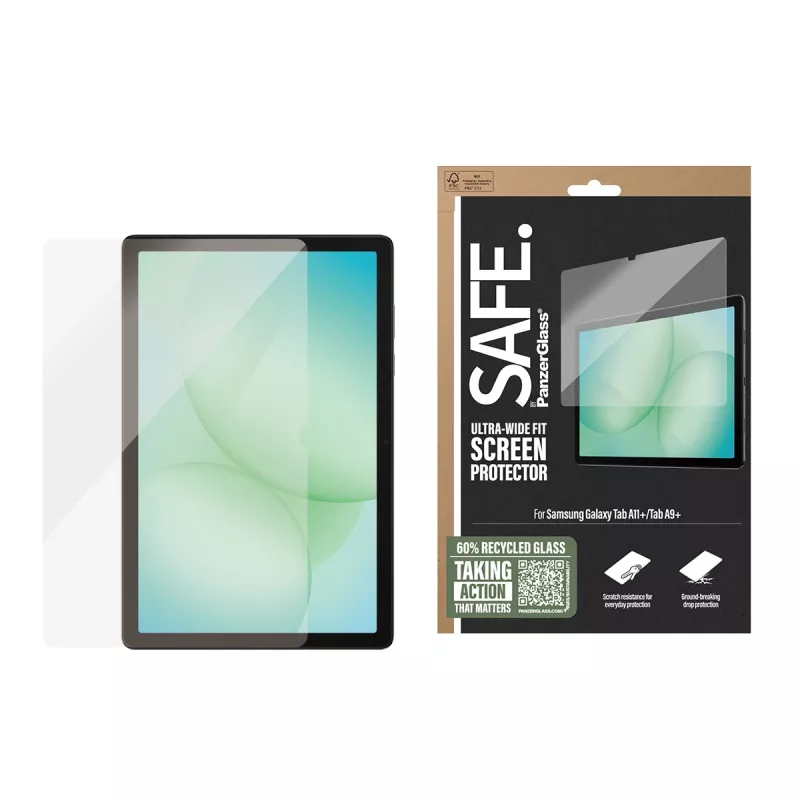 PanzerGlass SAFE. by ® Apsauginis stiklas Samsung Galaxy Tab A11+ | Tab A9+ | Ultra-Wide Fit