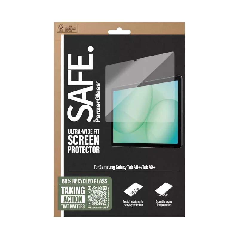 PanzerGlass SAFE. by ® Apsauginis stiklas Samsung Galaxy Tab A11+ | Tab A9+ | Ultra-Wide Fit