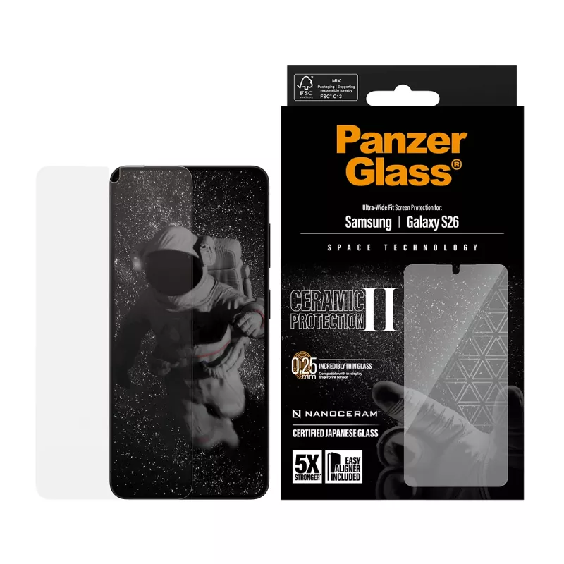 PanzerGlass ® Keraminis ekrano apsauginis stikliukas Samsung Galaxy S26 | Ultra-Wide Fit su EasyAligner
