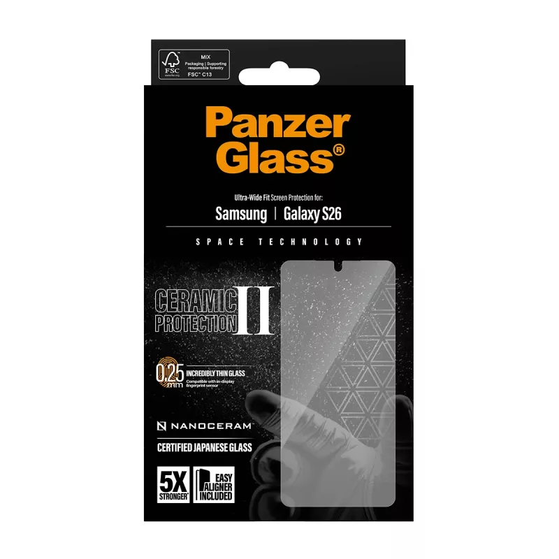 PanzerGlass ® Keraminis ekrano apsauginis stikliukas Samsung Galaxy S26 | Ultra-Wide Fit su EasyAligner