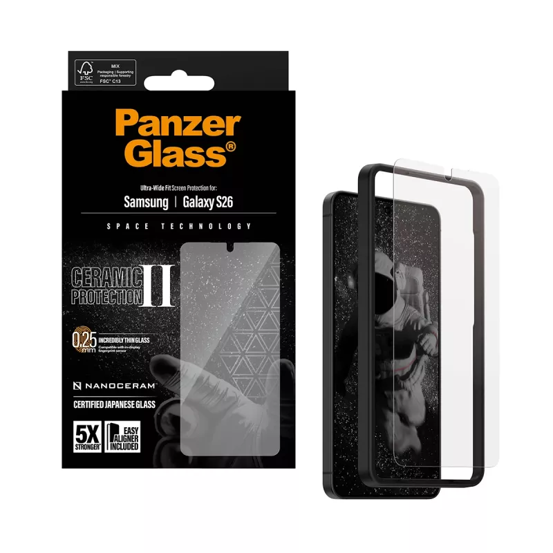 PanzerGlass ® Keraminis ekrano apsauginis stikliukas Samsung Galaxy S26 | Ultra-Wide Fit su EasyAligner