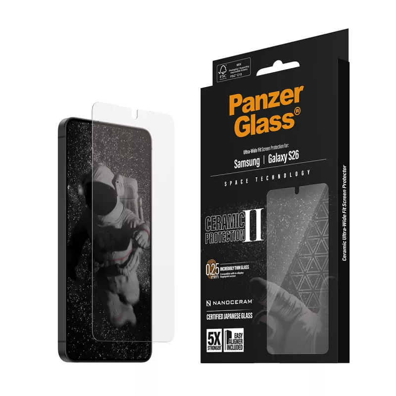 PanzerGlass ® Keraminis ekrano apsauginis stikliukas Samsung Galaxy S26 | Ultra-Wide Fit su EasyAligner
