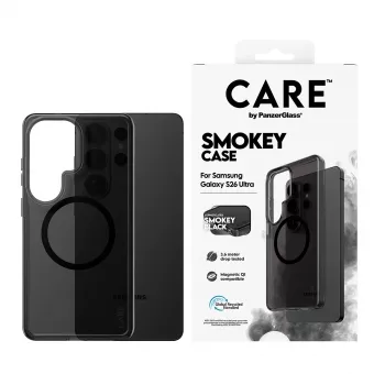 Apsauginis dėklas PanzerGlass CARE Urban Explorer Case Smokey su Black Qi, skirtas Samsung Galaxy S26 Ultra