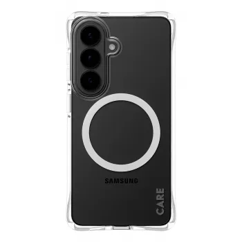 Apsauginis dėklas PanzerGlass CARE Samba permatomas su balta Qi Samsung Galaxy S26