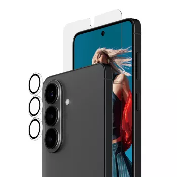 PanzerGlass Hoops 2-in-1 Ultra-Wide Fit apsauginis stiklas Samsung Galaxy S26 – temperuotas stiklas + PET/silikono sluoksniai