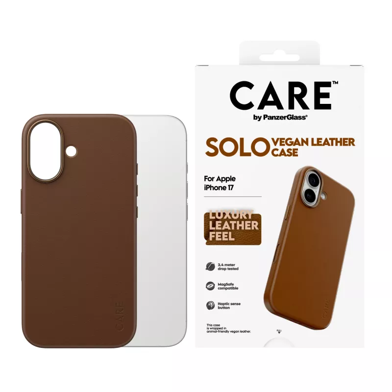 Apsauginis dėklas PanzerGlass CARE Solo, skirtas iPhone 17, rudas