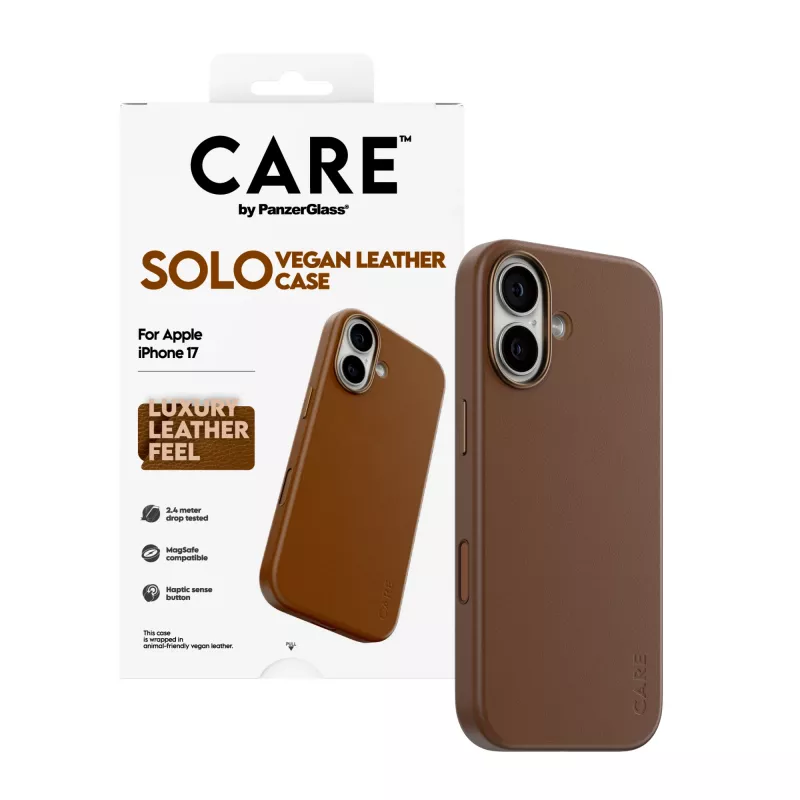 Apsauginis dėklas PanzerGlass CARE Solo, skirtas iPhone 17, rudas