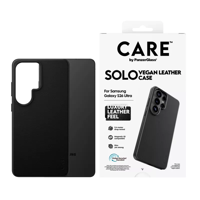 Dėklas PanzerGlass CARE Solo Cover Samsung Galaxy S26 Ultra, juodas, suderinamas su Qi