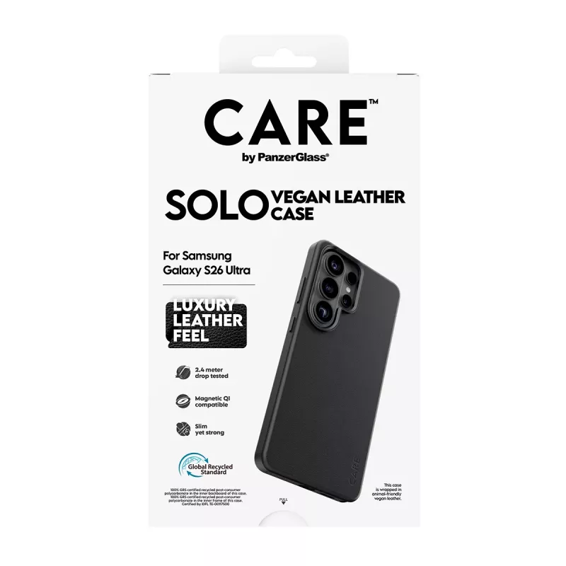 Dėklas PanzerGlass CARE Solo Cover Samsung Galaxy S26 Ultra, juodas, suderinamas su Qi