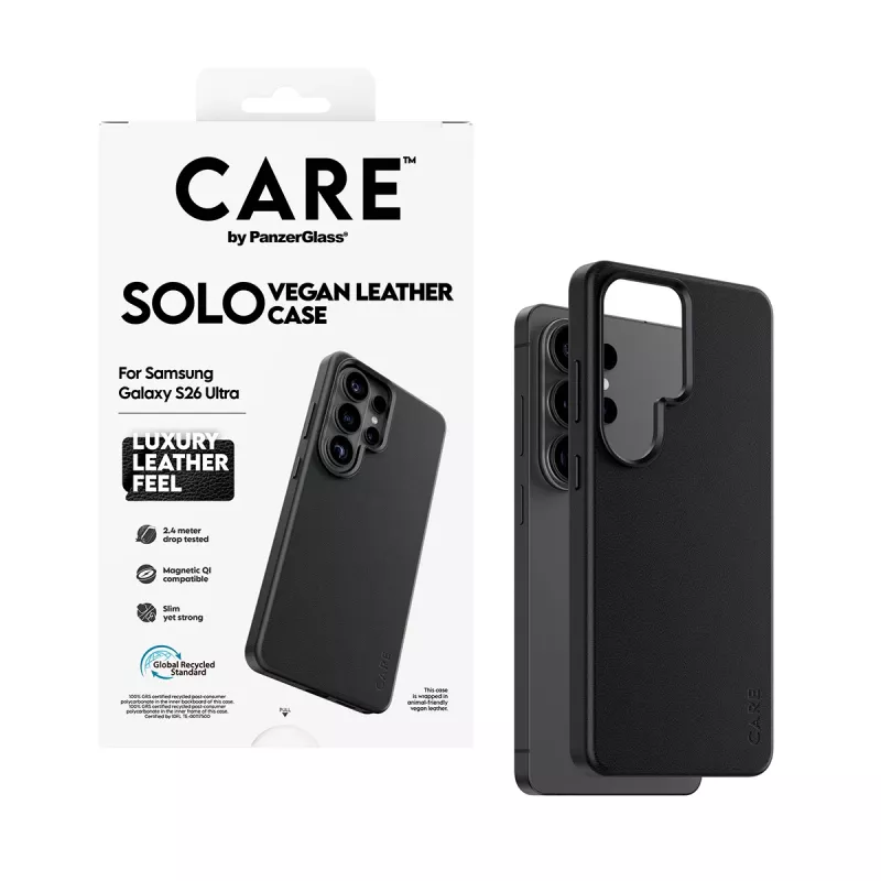 Dėklas PanzerGlass CARE Solo Cover Samsung Galaxy S26 Ultra, juodas, suderinamas su Qi