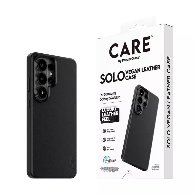 Dėklas PanzerGlass CARE Solo Cover Samsung Galaxy S26 Ultra, juodas, suderinamas su Qi