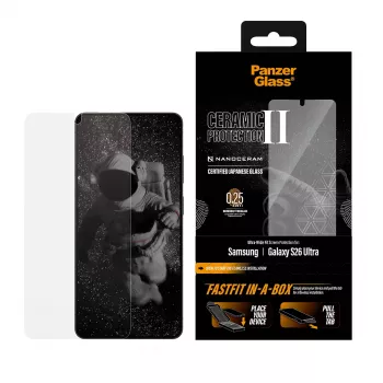 PanzerGlass keraminis stiklas Samsung Galaxy S26 Ultra — keraminis grūdintas stiklas, Ultra-Wide Fit, FASTFIT IN-A-BOX