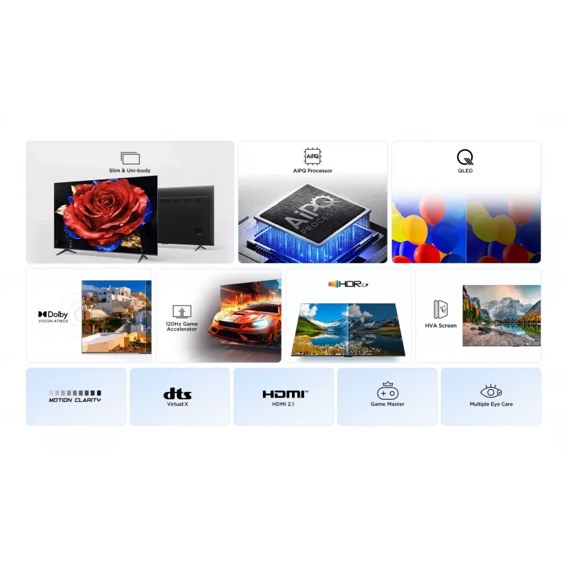 TCL P7K 75P7K televizorius 190,5 cm (75 colių) 4K Ultra HD Smart TV Wi-Fi Metalinis 450 cd/m²