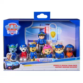 PAW Patrol paieškos ir gelbėjimo komandos rinkinys su 7 kolekcinėmis figūrėlėmis – Ryder ir 6 šuniukai, žaislai vaikams nuo 3 metų