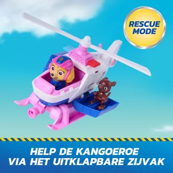 PAW Patrol: Paieškos ir gelbėjimo sraigtasparnis su Skye ir kengūra, atitraukiamas veiksmo žaislas, 2 figūrėlės