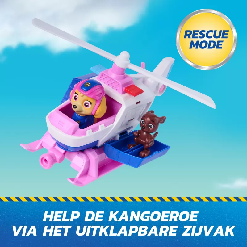 PAW Patrol: Paieškos ir gelbėjimo sraigtasparnis su Skye ir kengūra, atitraukiamas veiksmo žaislas, 2 figūrėlės