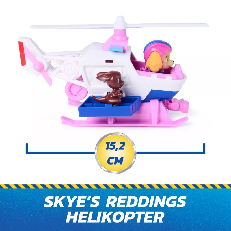 PAW Patrol: Paieškos ir gelbėjimo sraigtasparnis su Skye ir kengūra, atitraukiamas veiksmo žaislas, 2 figūrėlės