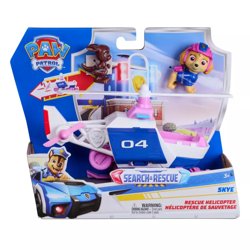 PAW Patrol: Paieškos ir gelbėjimo sraigtasparnis su Skye ir kengūra, atitraukiamas veiksmo žaislas, 2 figūrėlės