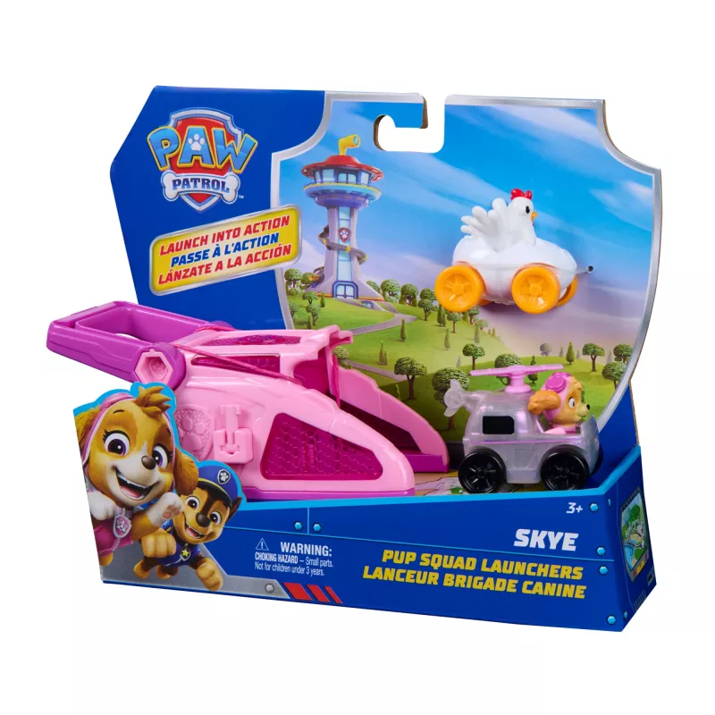 PAW Patrol Skye Pup Squad Paleidimo įrenginys su Chickaletta mašina 2 vnt., žaislas vaikams nuo 3 metų