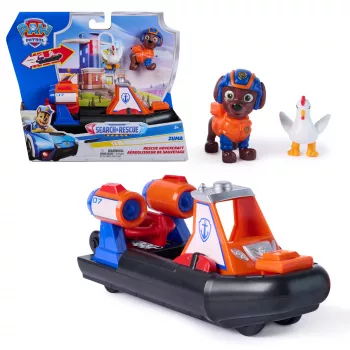 PAW Patrol: Search & Rescue, Zuma gelbėjimo vandens transporto priemonė su 2 figūrėlėmis, žaislinis laivelis su atatrankos mechanizmu, vaikiški žaislai berniukams ir mergaitėms nuo 3 metų