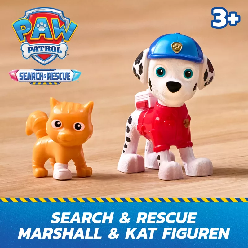 PAW Patrol: Search & Rescue – Gelbėjimo automobilis Marshal su 2 figūrėlėmis, žaislinis sunkvežimis su atatrankos mechanizmu, vaikų žaislai berniukams ir mergaitėms nuo 3 metų