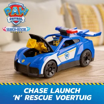 PAW Patrol: Chase Launch 'N' Rescue Cruiser policinis automobilis su šviesomis, garsais ir paslėptu tinklo paleidimo įrenginiu, 3+ metų