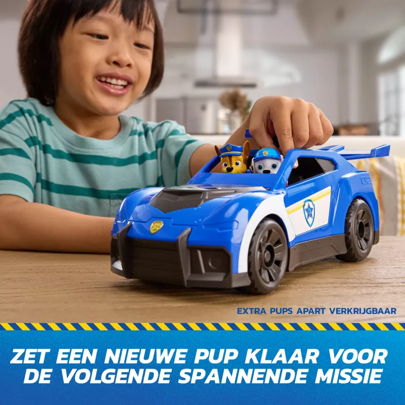 PAW Patrol: Chase Launch 'N' Rescue Cruiser policinis automobilis su šviesomis, garsais ir paslėptu tinklo paleidimo įrenginiu, 3+ metų