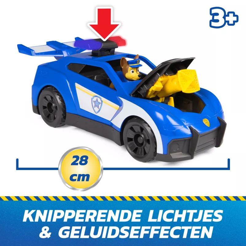 PAW Patrol: Chase Launch 'N' Rescue Cruiser policinis automobilis su šviesomis, garsais ir paslėptu tinklo paleidimo įrenginiu, 3+ metų