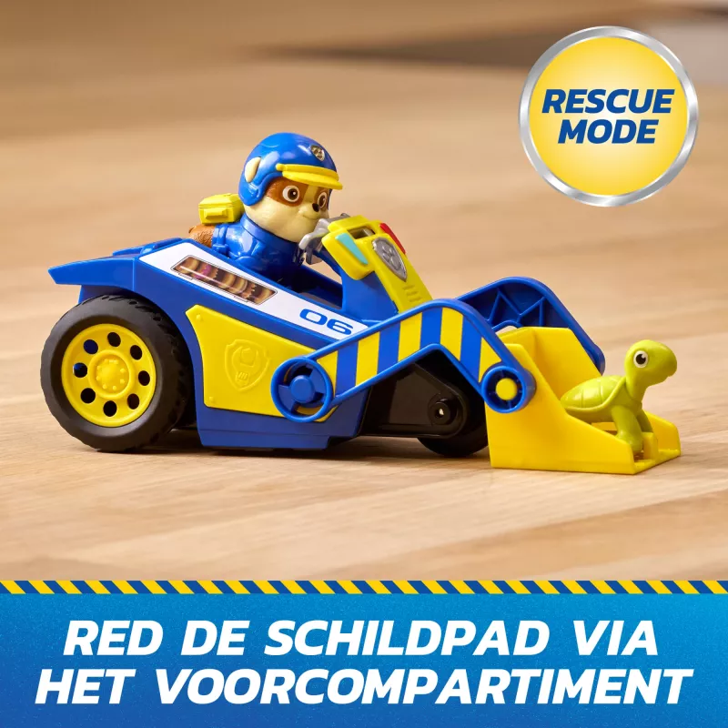 PAW Patrol: Paieškos ir gelbėjimo, Rubble gelbėjimo buldozeris su 2 figūrėlėmis, policijos automobilis su atbulinės eigos veikimu, žaislai vaikams nuo 3 metų