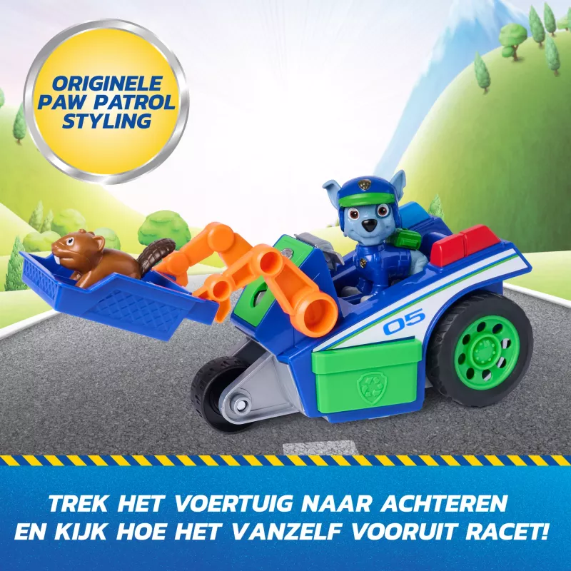 PAW Patrol: Search & Rescue – „Rocky“ perdirbimo automobilis su 2 figūrėlėmis, atgalinio užvedimo žaislinis automobilis, žaislai vaikams nuo 3 metų
