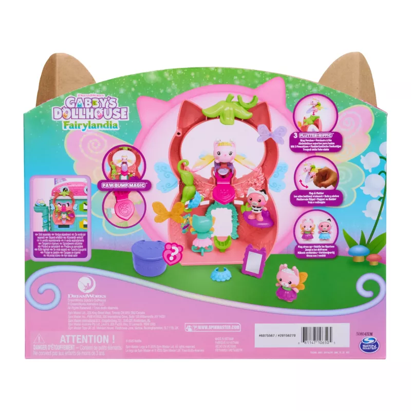 Gabby's Dollhouse Fairylandia, Kitty Fairy Flutter-riffic žaidimų rinkinys su 12 dalių ir išskirtiniu žiedu, vaikų žaislai nuo 3 metų