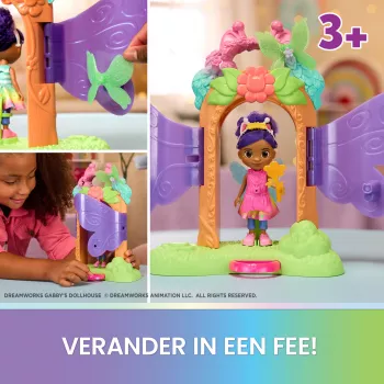 Gabby's Dollhouse Fairylandia stebuklingas transformuojantis žaidimų rinkinys su lėlės namelio aksesuarais, 3+ metų