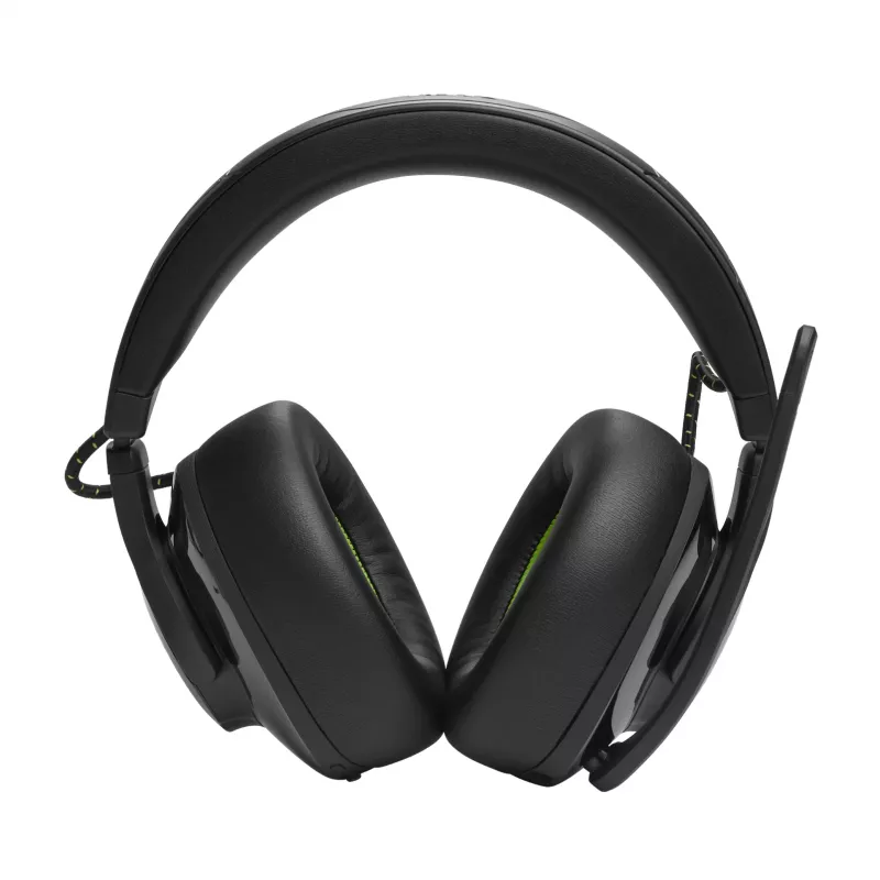 JBL Quantum 910X ausinės su mikrofonu – laidinės ir belaidės, žaidimams, USB Type-C, Bluetooth, juodos ir žalios spalvos