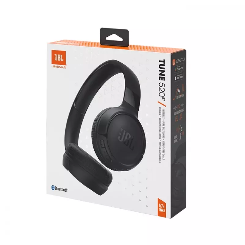 JBL Tune 520 BT belaidės ausinės ant ausų, juodos