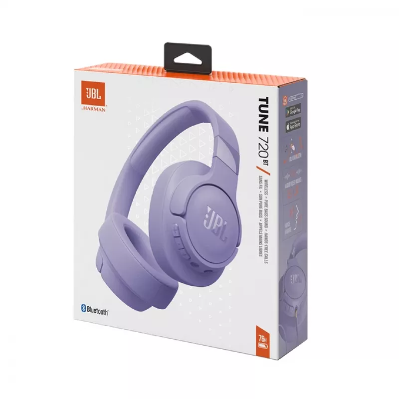 JBL Tune 720BT belaidės ausinės su mikrofonu, skambučiams ir muzikai, violetinė
