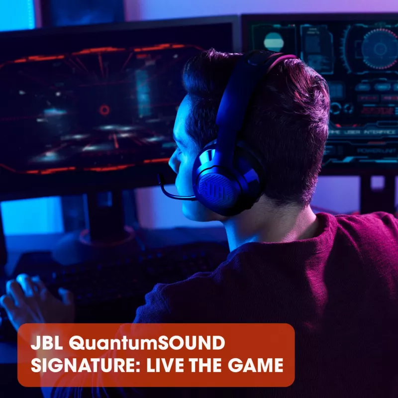 JBL Quantum 350 BLACK belaidės ausinės žaidimams, 20–20000 Hz, 247 g, juodos