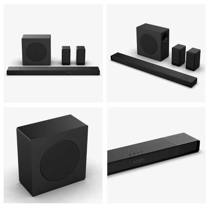 Garso juosta Hisense AX5140Q 5.1.4 Dolby Atmos, 600 W RMS, belaidis žemų dažnių garsiakalbis 280 W, juoda
