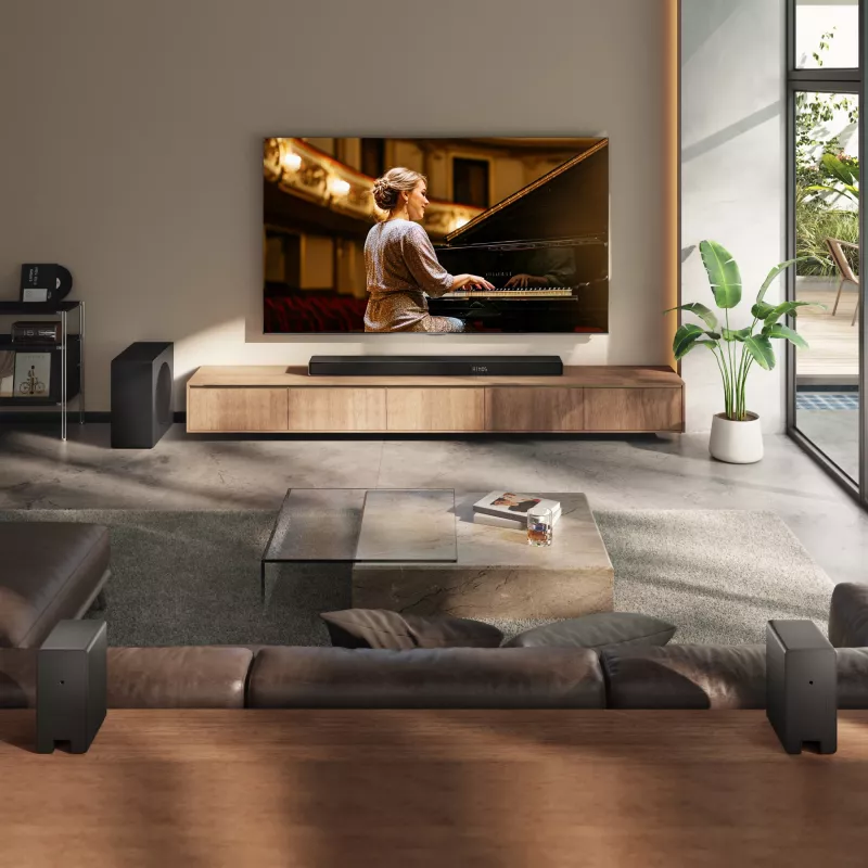 Garso juosta Hisense AX5140Q 5.1.4 Dolby Atmos, 600 W RMS, belaidis žemų dažnių garsiakalbis 280 W, juoda