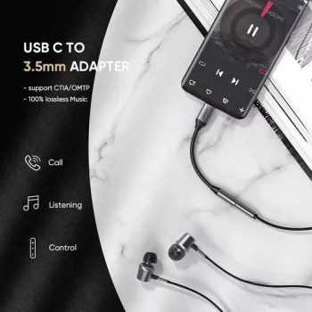 Mobiliojo telefono laidas Ugreen 30632 USB-C į 3,5 mm juodas