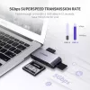 Kortelių skaitytuvas UGREEN 50541 USB 3.2 Gen 1 (3.1 Gen 1) – CF, SD, MicroSD, Memory Stick, plieno spalvos, 5000 Mbit/s