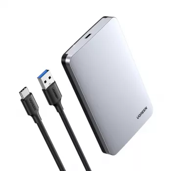 Išorinis HDD/SSD dėklas UGREEN 70498 2,5 colio SATA diskams, vienvietis, USB-C (USB 2.0/3.2 Gen2), aliuminis, iki 6 TB