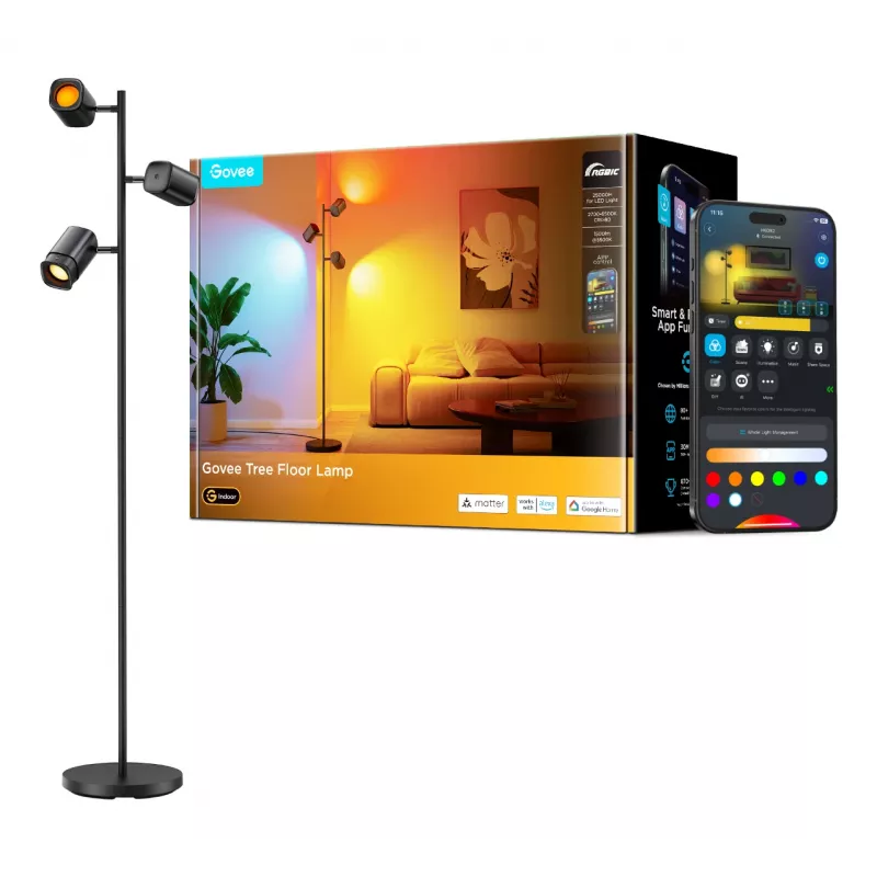 Govee Tree Floor Lamp protingas grindinis šviestuvas Wi-Fi/Bluetooth 72 W