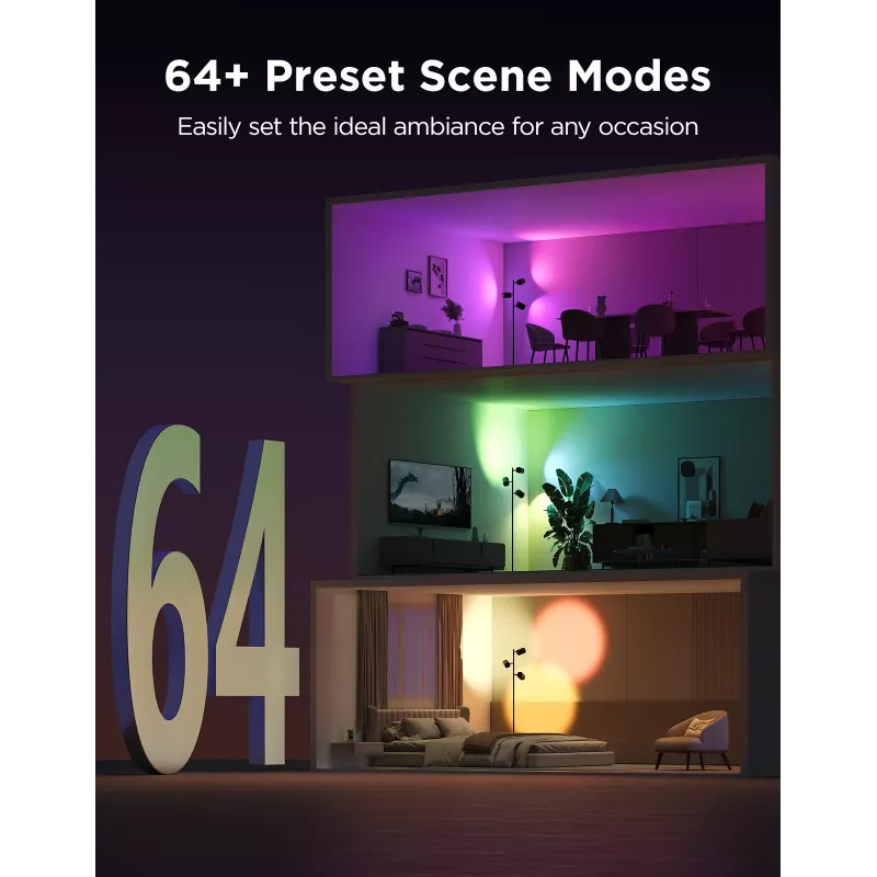 Govee Tree Floor Lamp protingas grindinis šviestuvas Wi-Fi/Bluetooth 72 W