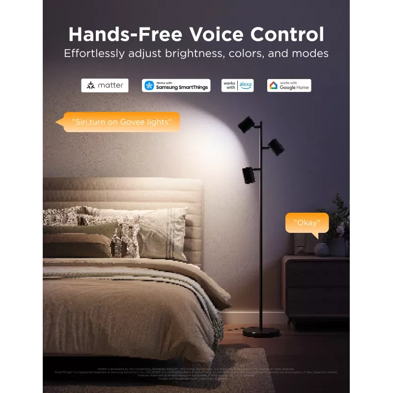 Govee Tree Floor Lamp protingas grindinis šviestuvas Wi-Fi/Bluetooth 72 W