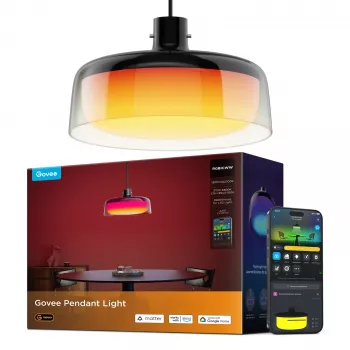Govee Pendant Light protingas lubinis šviestuvas Wi‑Fi/Bluetooth, skaidrus, Ø300×H171 mm
