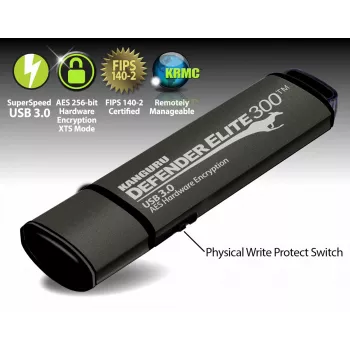 Kanguru Defender Elite 300 USB atmintukas 256 GB USB Type-A 3.2 Gen 1 (3.1 Gen 1) Juoda
